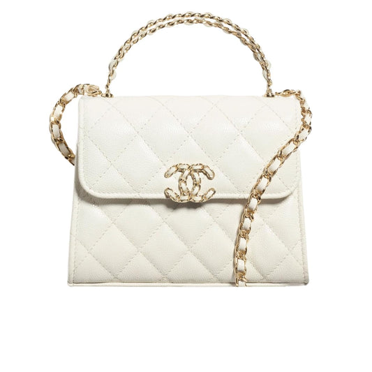 CC CLUTCH BAG WITH CHAIN IN WHITE 15CM AP3237 B10307 10601