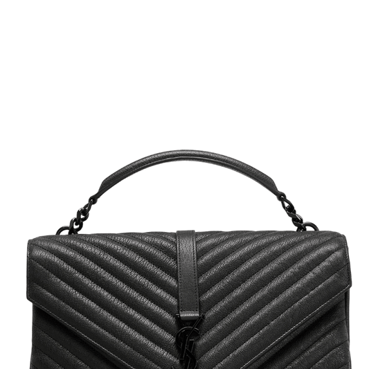 SAINT LAURENT ENVELOPE CHAIN BAG IN MIX MATELASSE GRAIN DE POUDRE EMBOSSED LEATHER BLACK 31CM